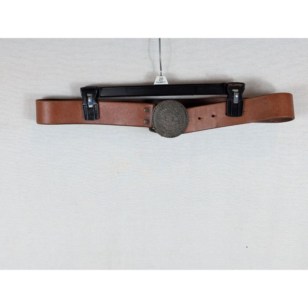 Lucky Brand 34 inch Brown Italian Leather Belt with Aztec Belt Buckle